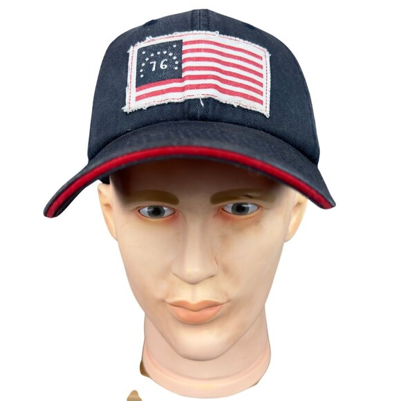 American Revolution Strapback Hat Navy Blue 1776 Flag Patch Yorktown Embroidery - Picture 1 of 14